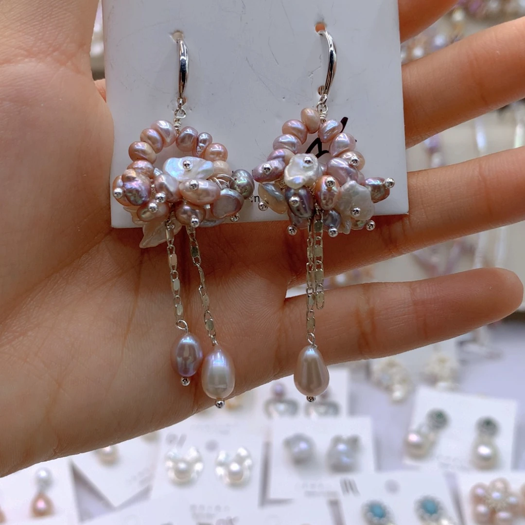 淡水珍珠耳饰银S925镶嵌