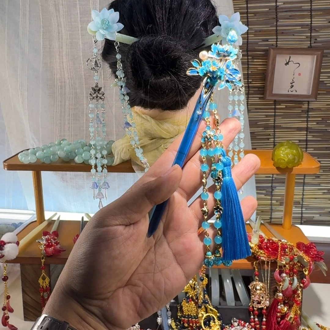 星***梦蛇纹石玉合金发饰