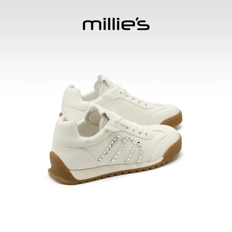 MILLIE'S/妙丽板鞋女2025秋季新款透气运动休闲鞋百搭厚底小白鞋