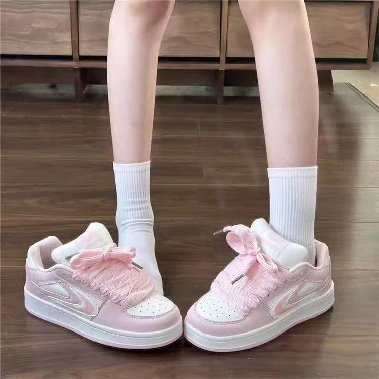 夏季ins圆休闲休闲鞋休闲板鞋低跟低帮板鞋女鞋