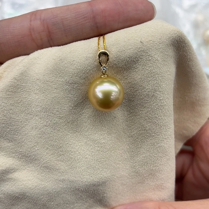 18K金镶嵌吊坠(不含链)海水珍珠平****天13-14mm
