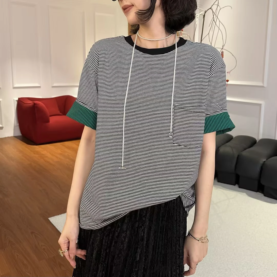 GU JIFEN｜细条纹短袖T恤女 1108