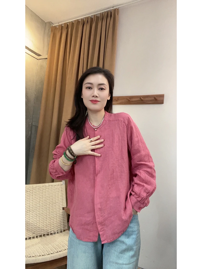 Daoi/丹丹 文艺纯亚麻长袖开衫  9378