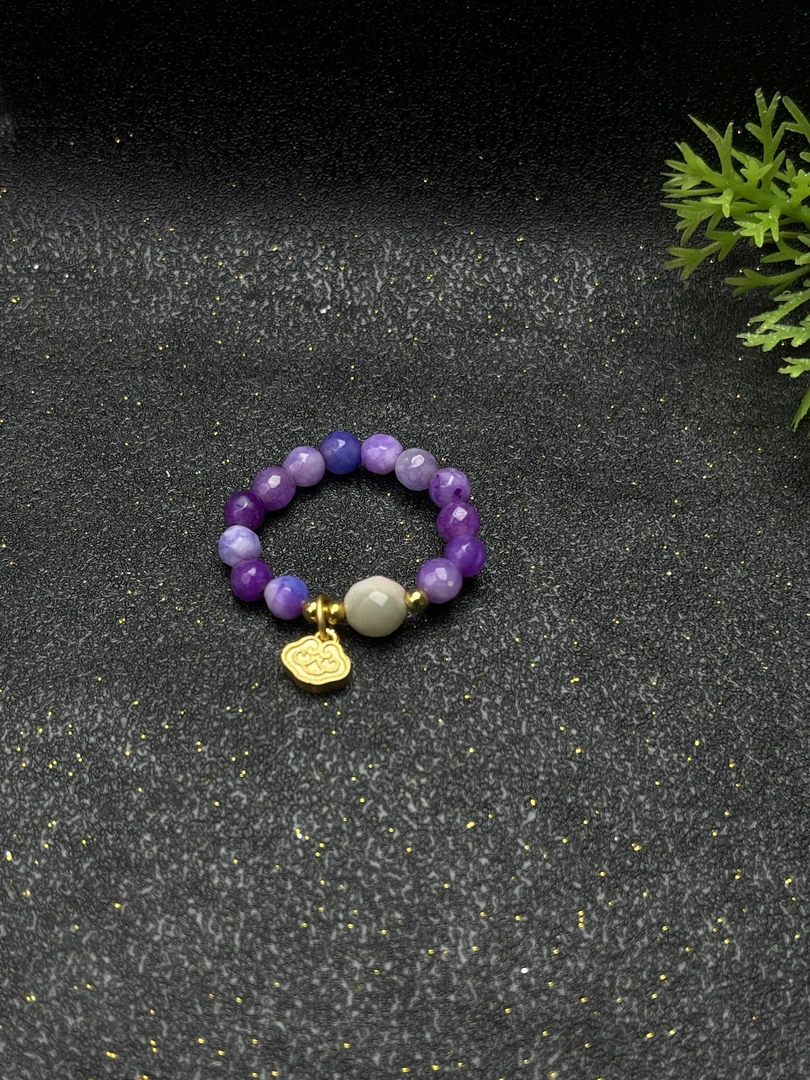 南非老料-梦幻紫原创戒指工艺饰品-A146