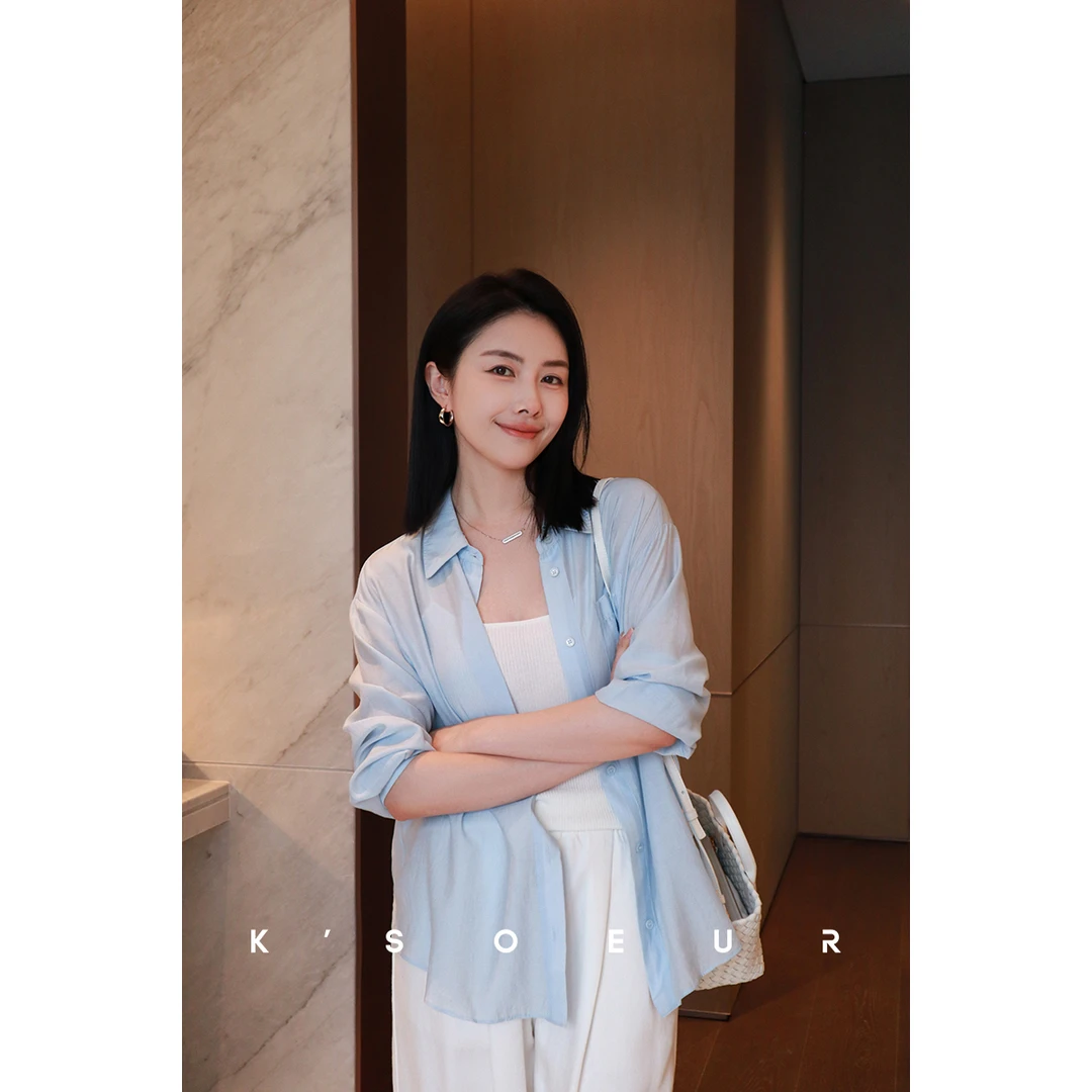 K姐KSOEUR 【多功能醋酸衬衫】 雾感醋酸纯色百搭长袖衬衫 女