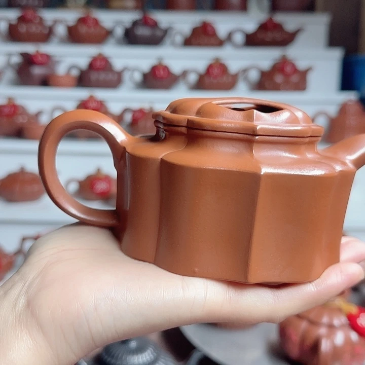 紫砂茶壶宜兴紫砂壶源矿朱泥筋纹器360cc