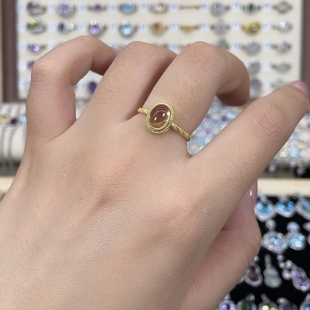 银S925镀金镶嵌黄晶戒指