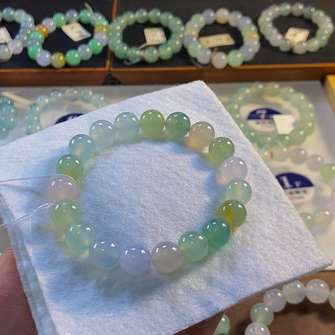 定制翡翠未镶嵌翡翠手串卡9.7