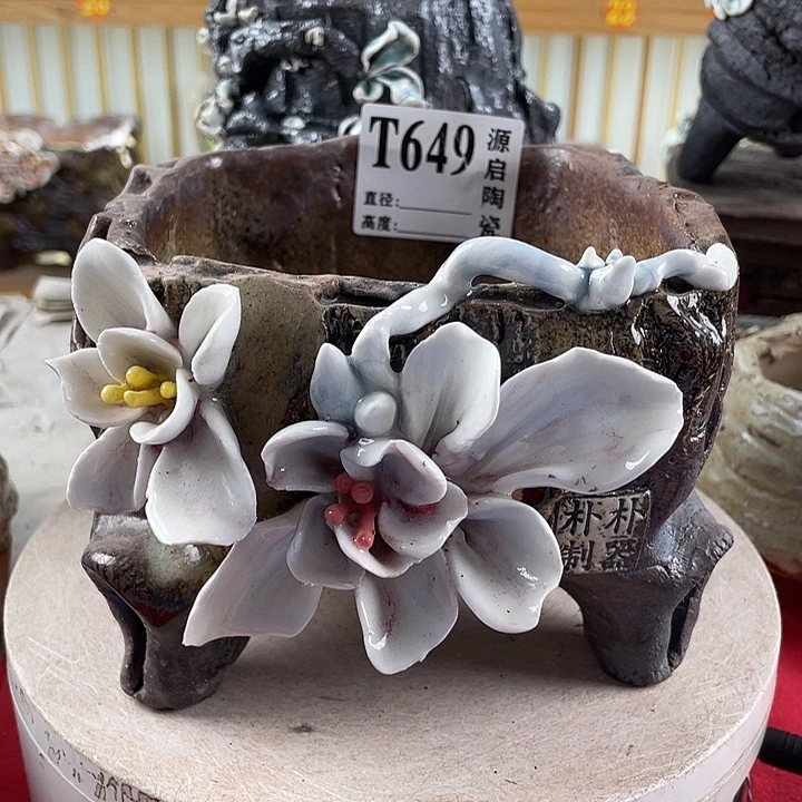 紫砂花盆景德镇陶瓷649