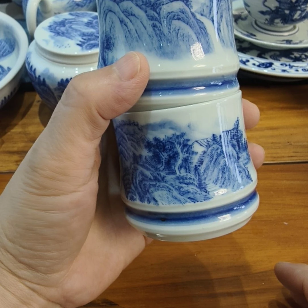 出***。琉璃手工艺品全手工山水竹节杯（微瑕）