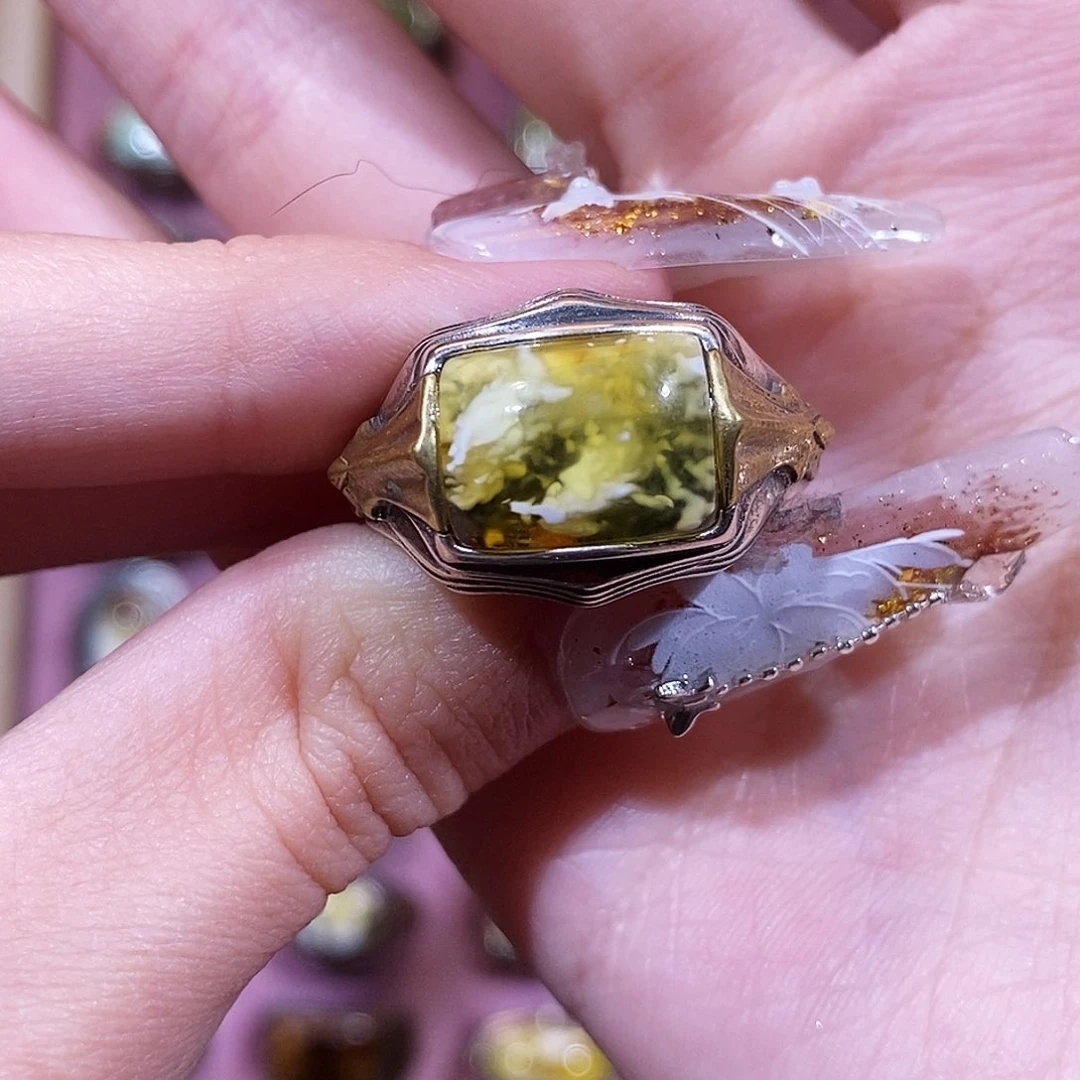 琥珀戒指银S925镶嵌?****戒指