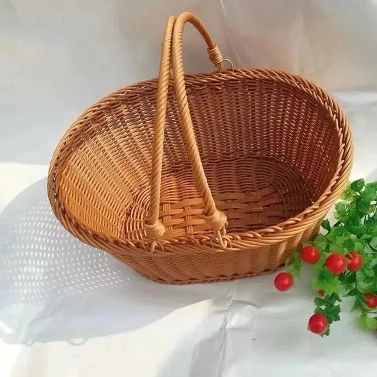 A015+A142手工编织工艺品双提手提篮+天鹅水果篮