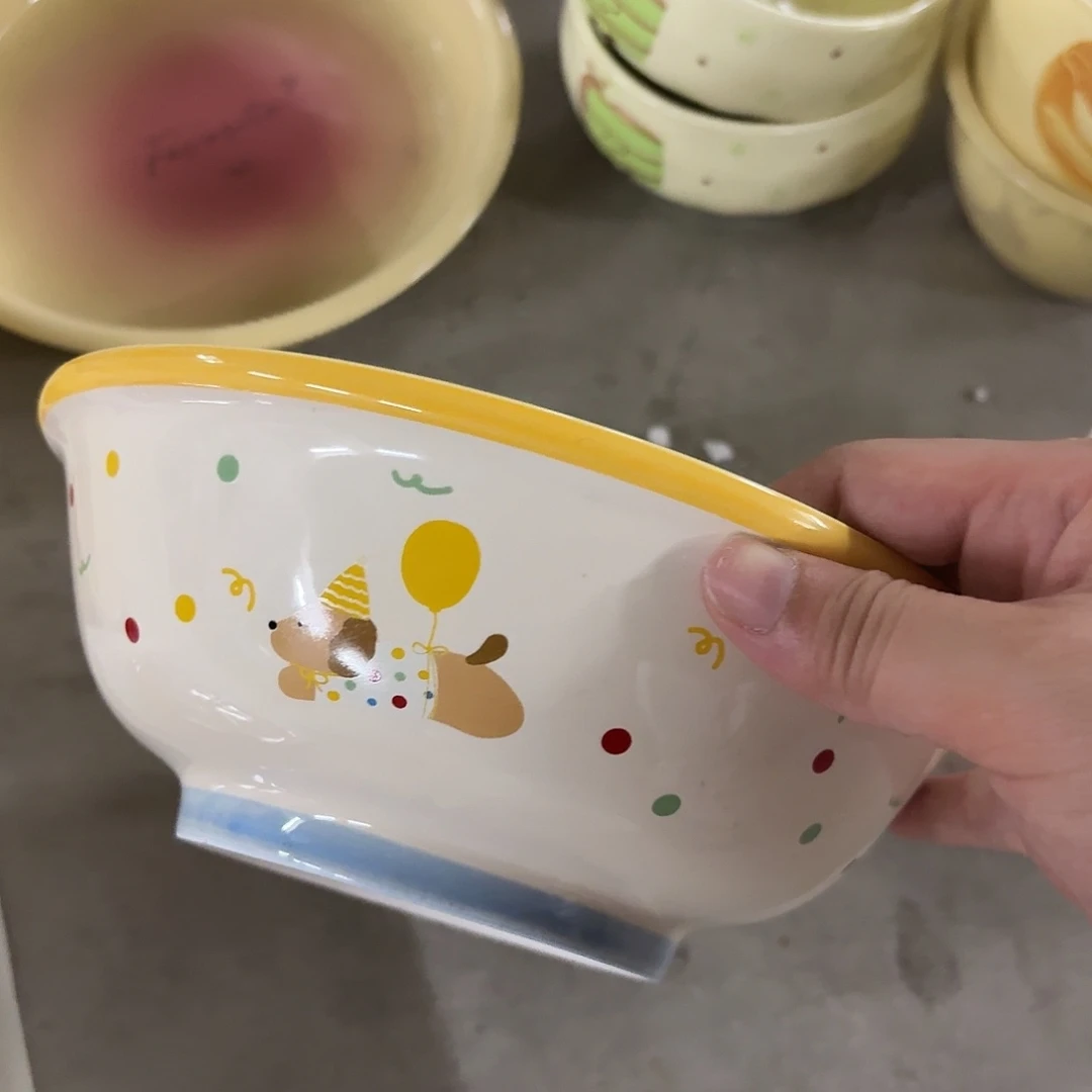 搪瓷微瑕气球小狗汤碗一个