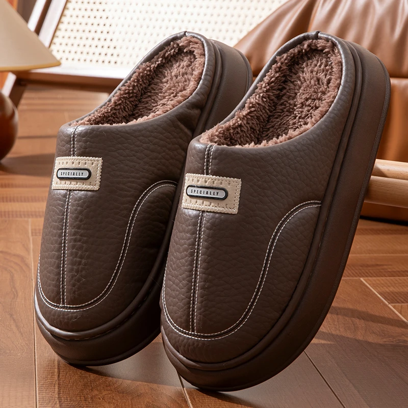男士加厚棉拖鞋男士秋冬棉拖鞋大码家居用防滑保暖棉鞋加绒厚底