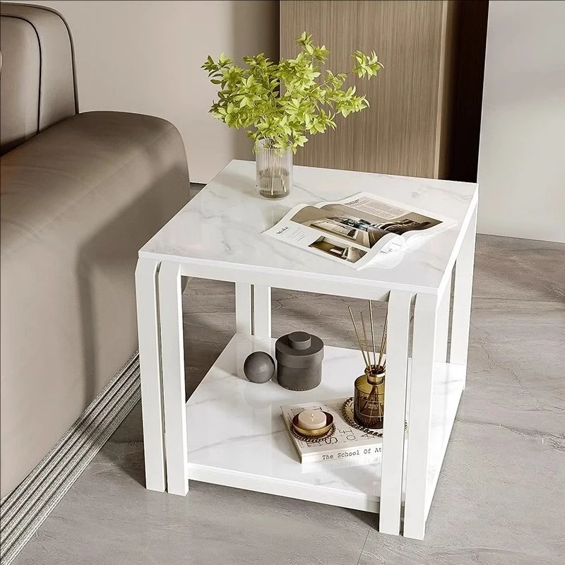 北欧现代轻奢风沙发边几简约客厅双层边几意式岩板角几实用家具