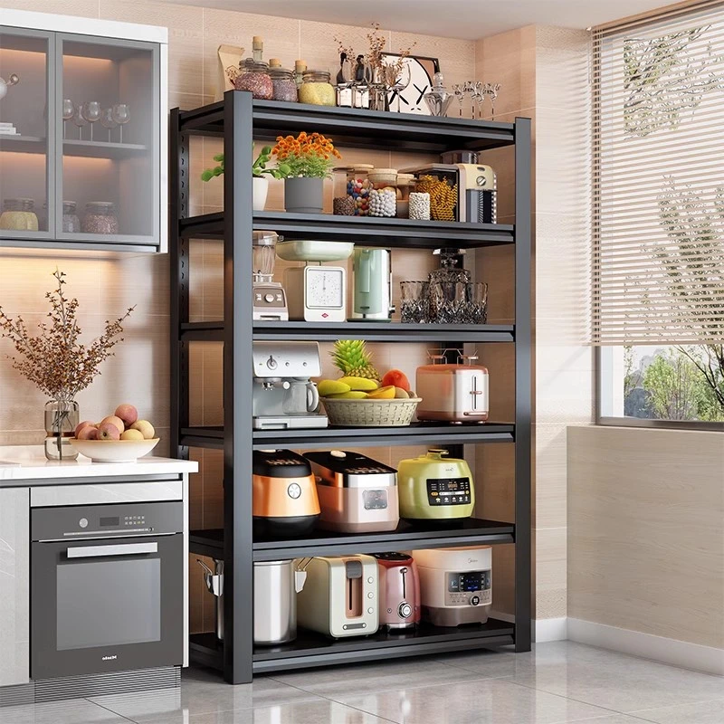钢制厨房置物架落地多层家用储物架货架微波炉锅具多功能收纳架