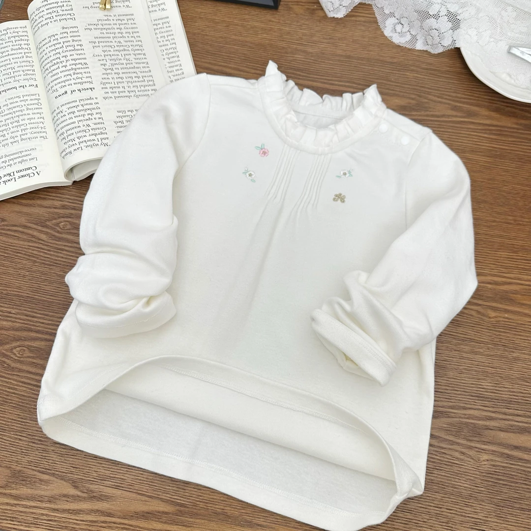 6【Golden cherry】儿童小花波浪领打底衫283015