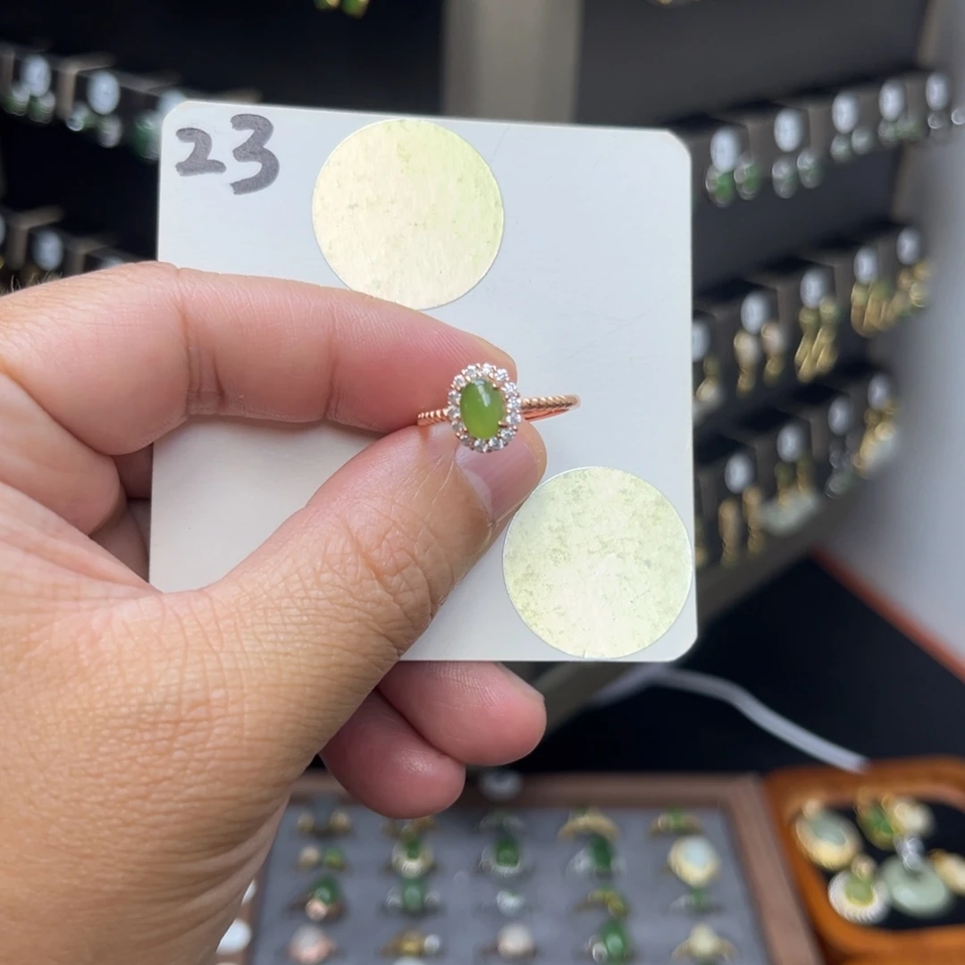 银S925镶嵌戒指和田玉和田玉23