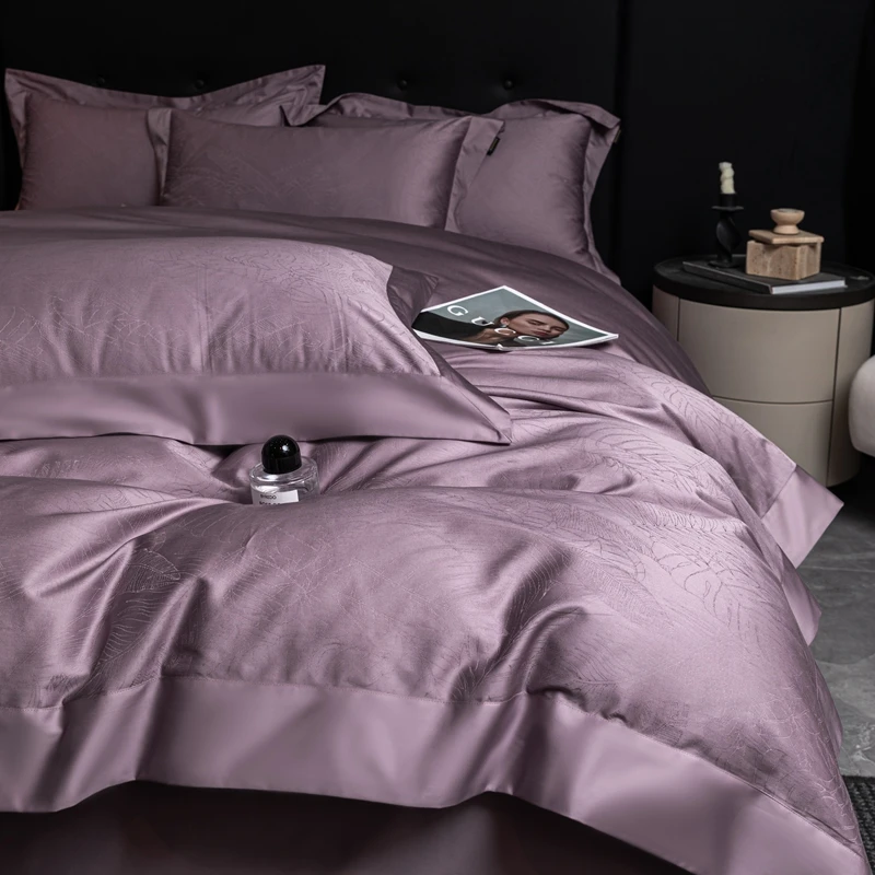 高支新疆全棉长绒棉贡缎提花四件套纯棉轻奢床上用品被套