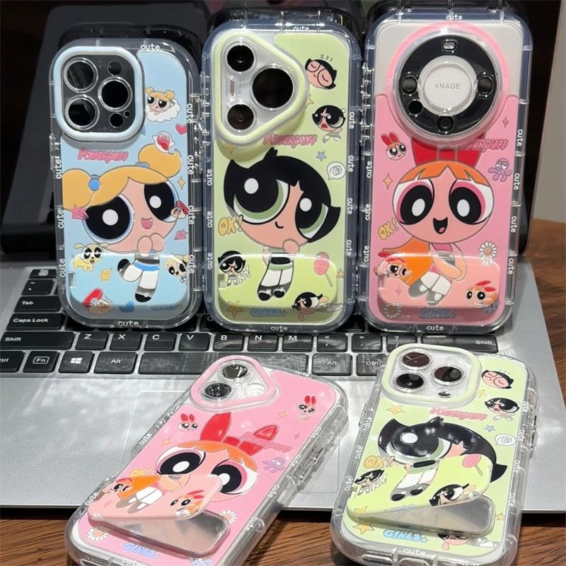 可爱飞天小女警支架适用苹果16手机壳iPhone15小米vivoppo华为p70