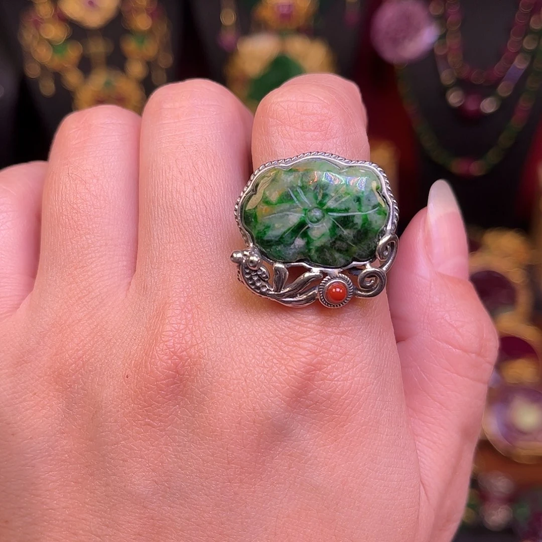 翡翠银S925镶嵌戒指