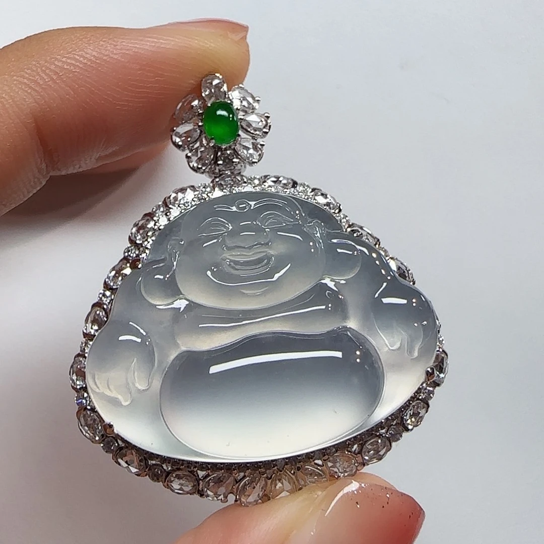 翡翠18K金镶嵌吊坠(不含链)佛公
