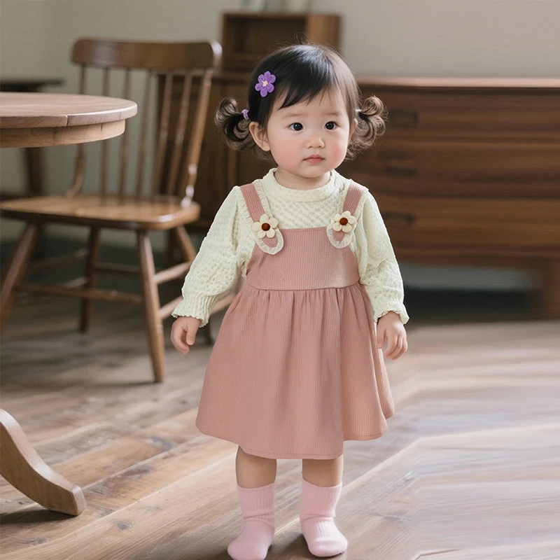 女童长袖连衣裙2025女宝宝秋季新款a类背带裙儿童洋气甜美公主裙