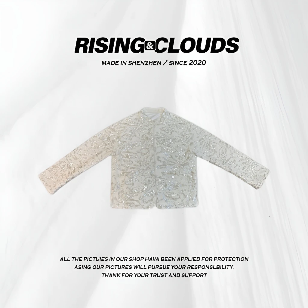 RISING&CLOUDS小云姐【清花】珠片百搭时尚立领外套010067