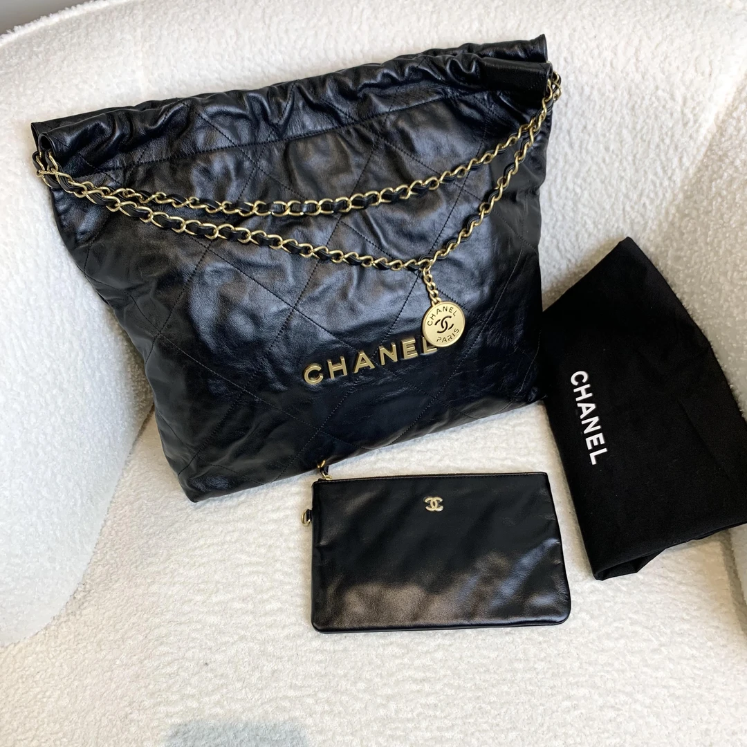 99新 Chanel/香奈儿 壹臻/22K黑金22bag中号 76143958