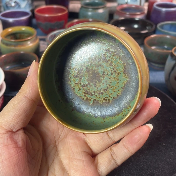 摆件钧瓷碳烧禅定杯