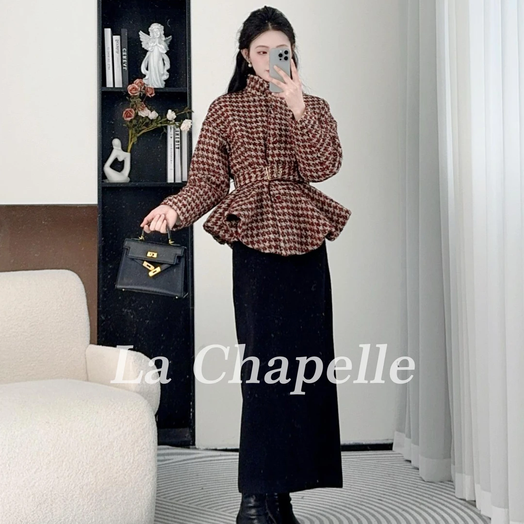 拉夏贝尔/25冬新款法式时尚百搭轻奢气质羽绒外套+半裙 10215 LSC