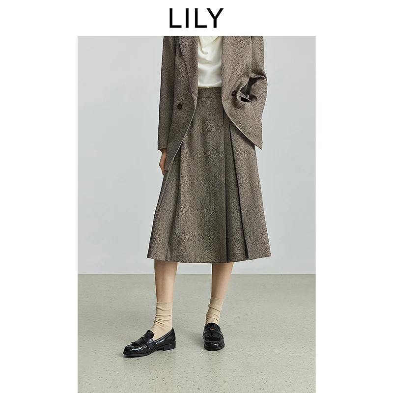 菁英系列LILY2025秋老钱风高腰A字裙半身裙125359C6924