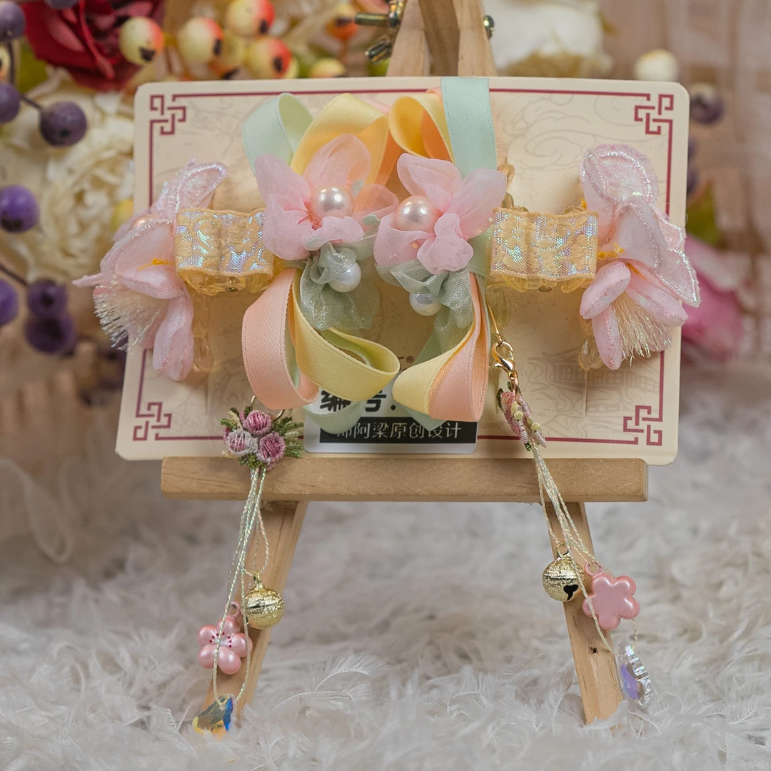 饰阿梁3688 粉樱铃铛花朵抓夹头饰儿童小女孩发夹发饰可爱甜美