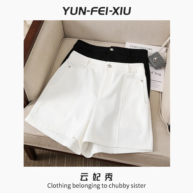 云妃秀大码女装短裤时尚休闲微胖宽松显瘦减龄纯色百搭春季9011