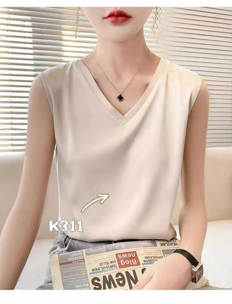 V领无袖吊带背心女夏季内搭外穿小众设计感气质上衣