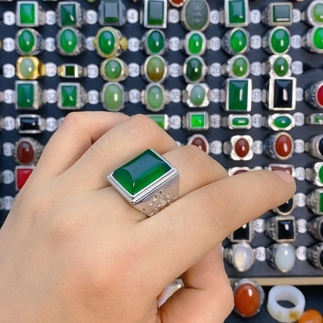 玛瑙/玉髓银S925镶嵌戒指