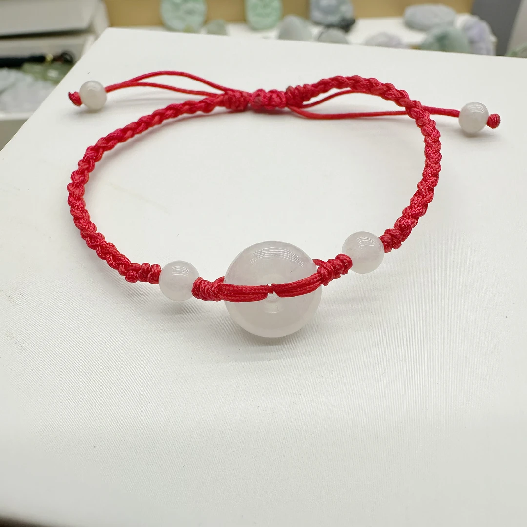 天然缅甸翡翠a货小面包扣手绳