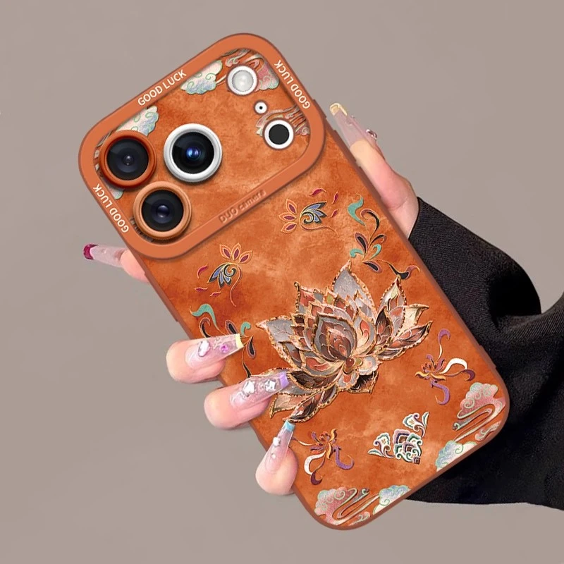 敦煌鎏金莲花适用苹果17pro手机壳iphone17promax马年新款air新年