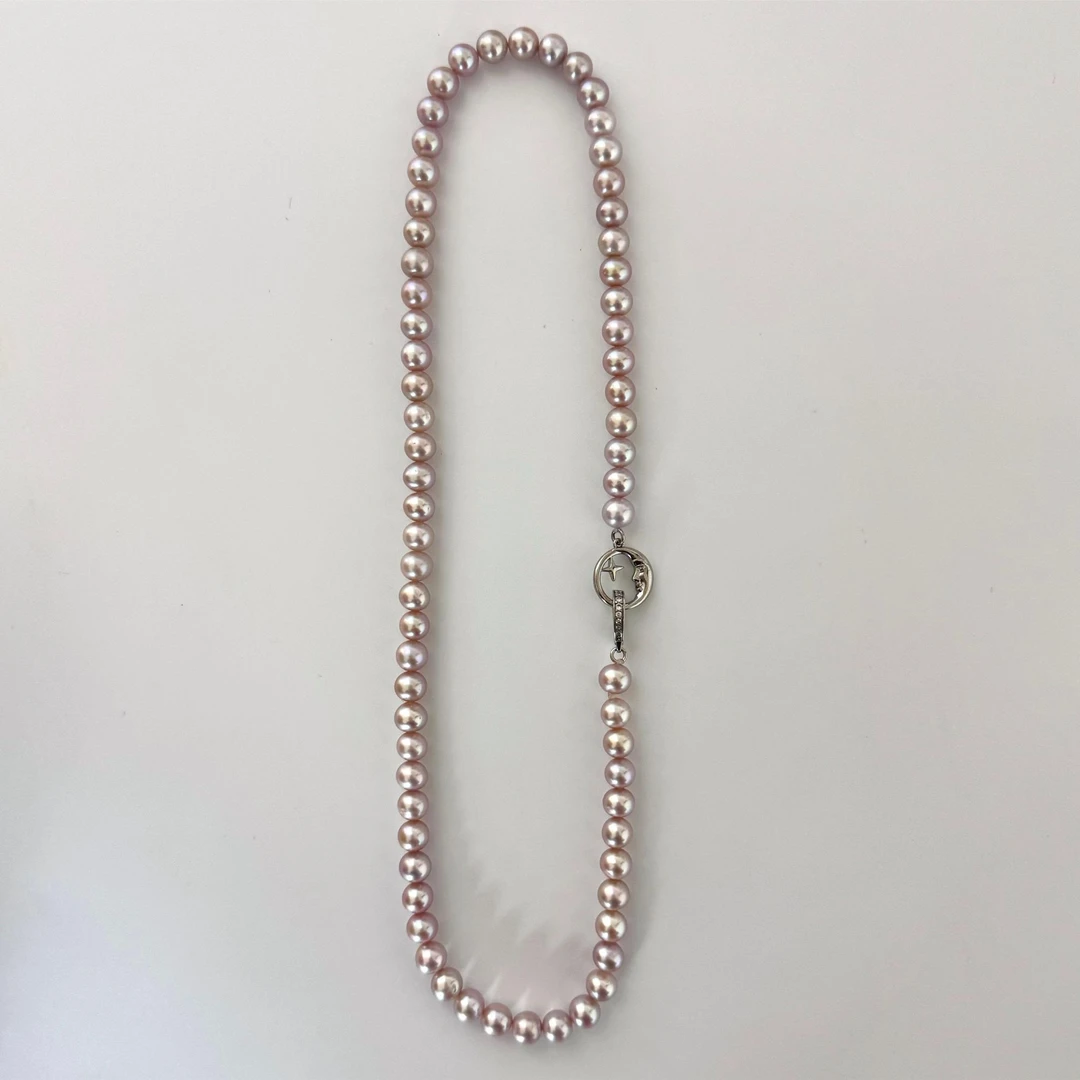 淡水紫色无核5.5-6.5mm 星月交辉款 珍珠项链 A102