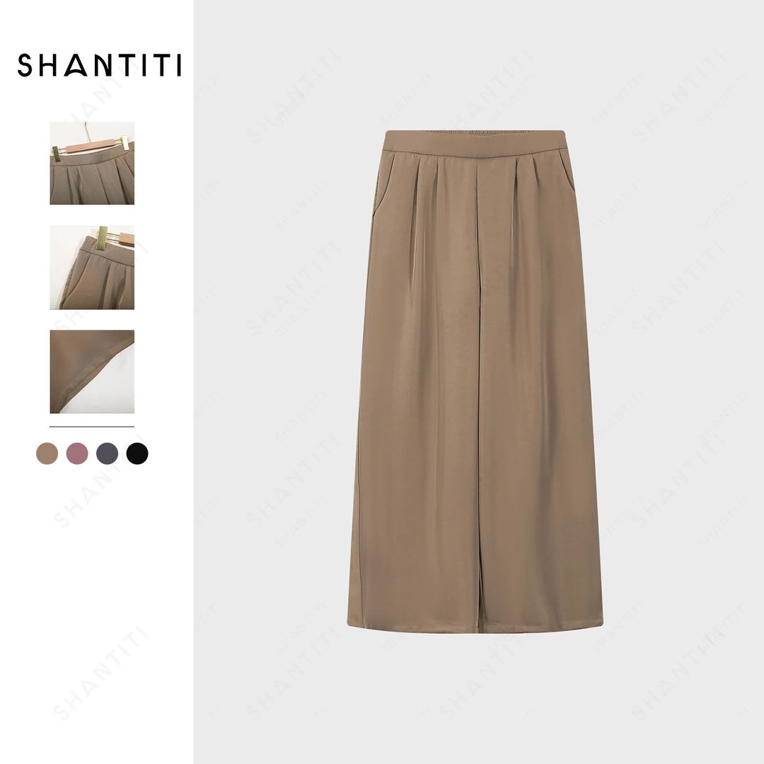 『新中式肌理感醋酸裤』轻奢松弛垂感显瘦休闲裤 女士夏季阔腿裤子