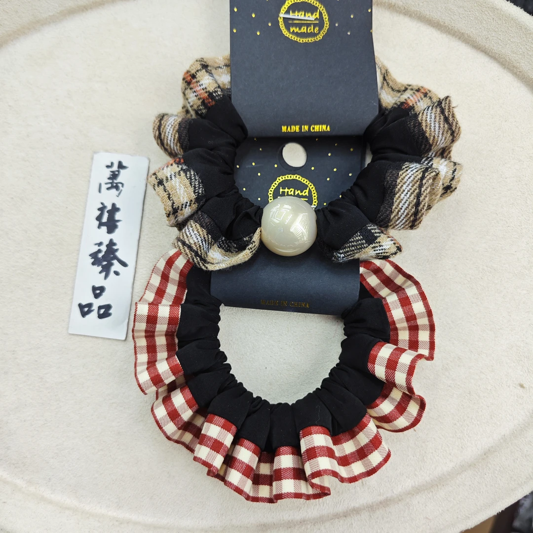 红格子+咖格子发圈1组262 yb