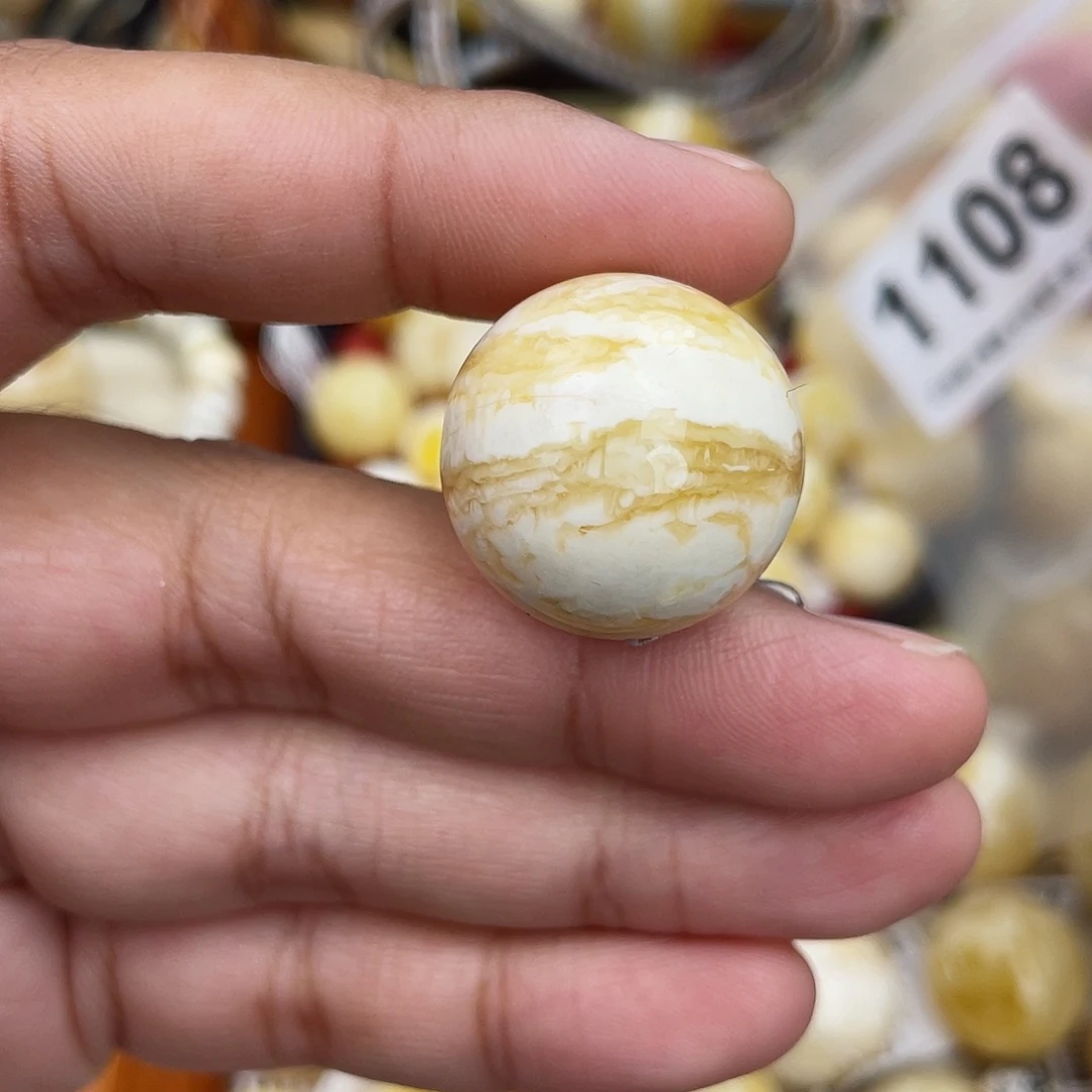 蜜蜡未镶嵌珠宝奇石水线粉22.5