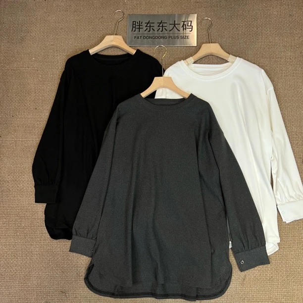 「秘境花园」东东家*9211大码新款极简风净版简约宽松显瘦T恤打底衫