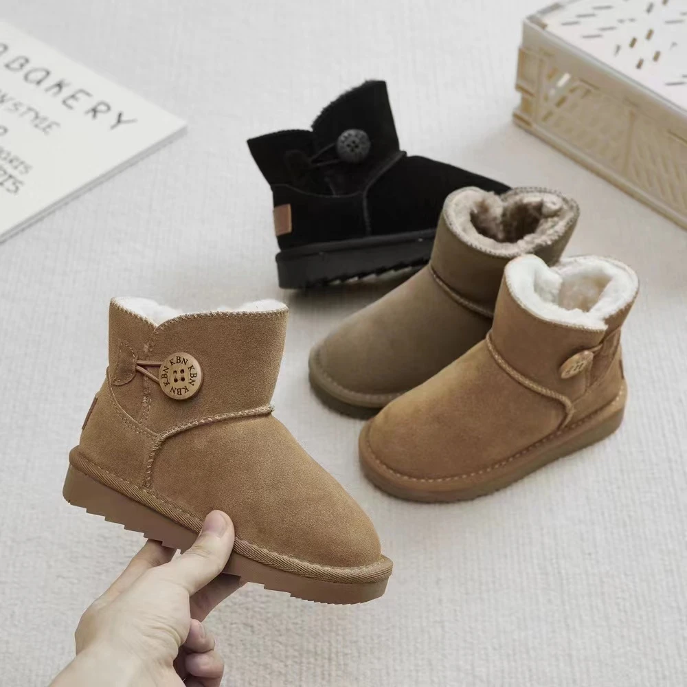 LITTLE AMY小艾咪儿童雪地靴亲子款加绒男女童真皮鞋棉靴