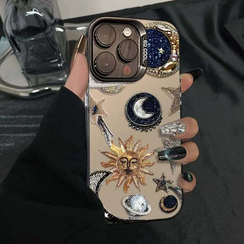 太阳月亮星球适用华为vivo小米oppo荣耀苹果16手机壳15镭射14防摔