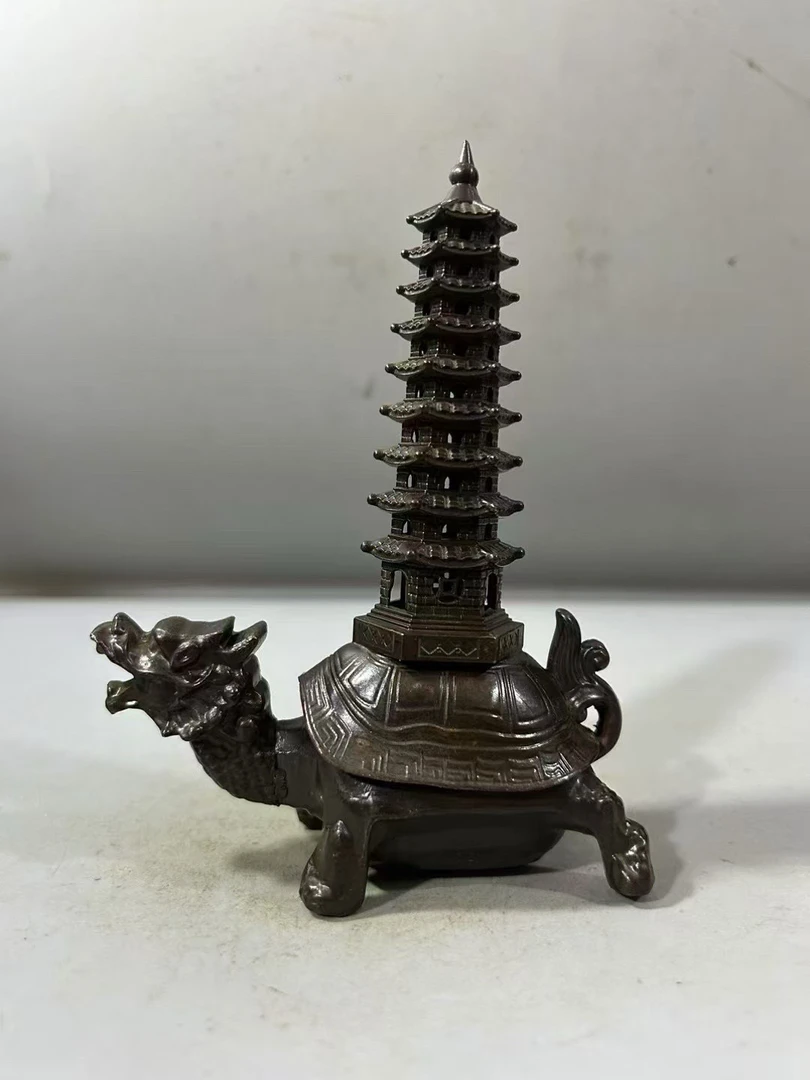纯铜龙龟塔炉摆件老物件