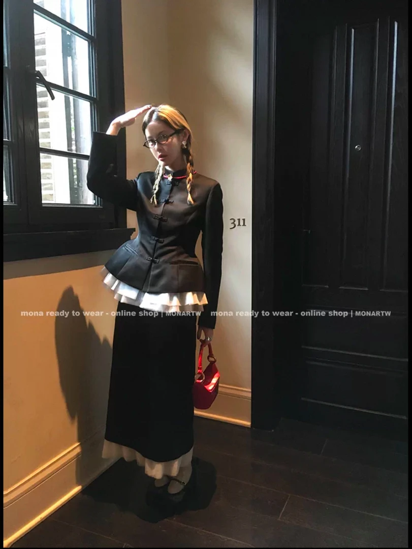MONA 新中式 高级时尚气质上衣外套中腰半裙套装女小个子2025新款