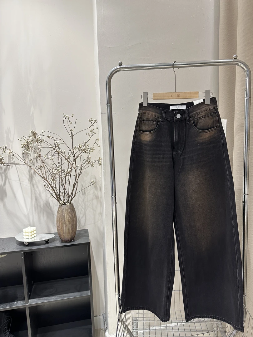 【5067】无弹力直筒阔腿裤 复古风