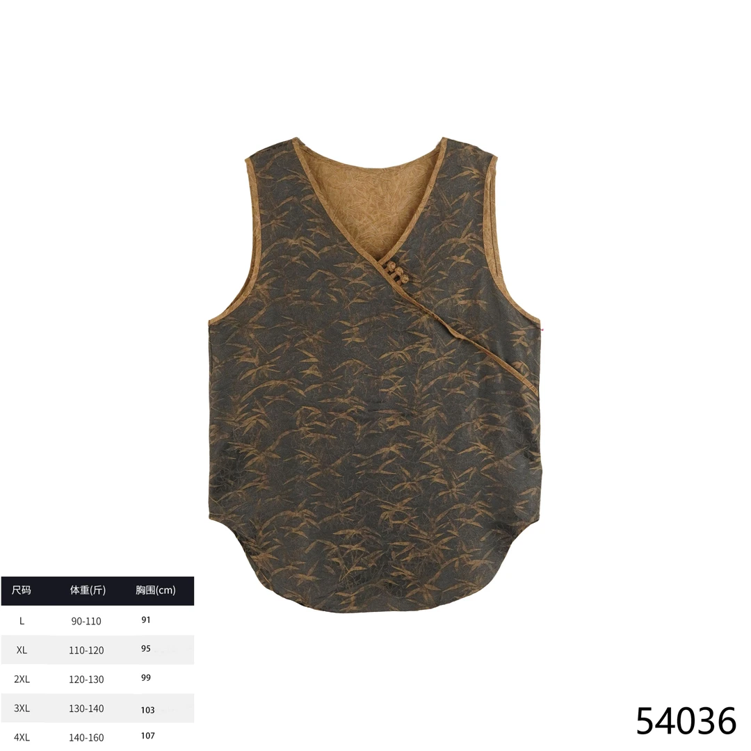 LL2025秋季新款时尚国风竹影婆娑百搭休闲无袖背心54036