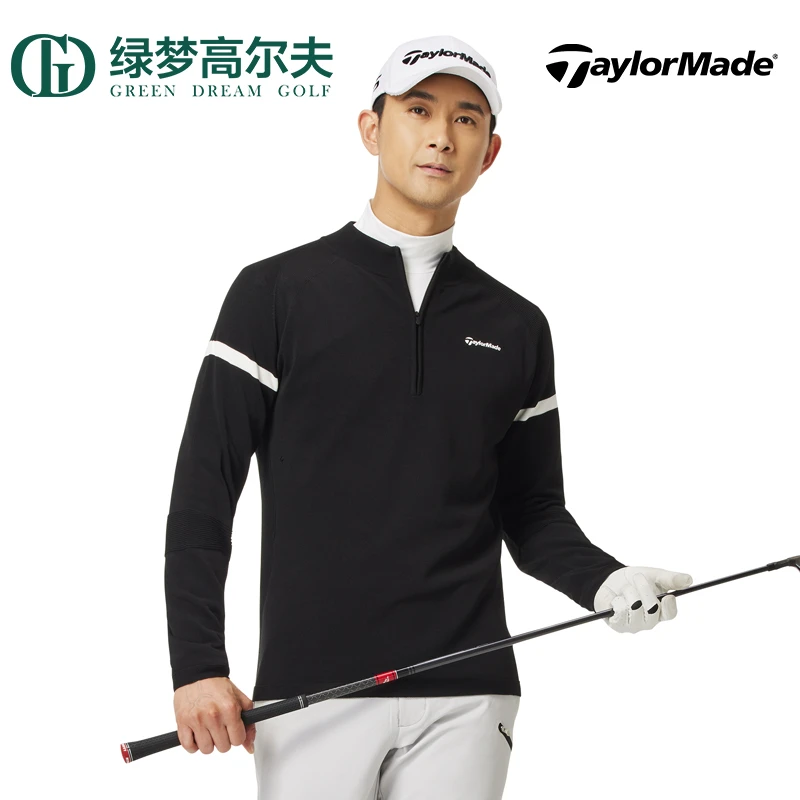 Taylormade泰勒梅高尔夫服装男士休闲运动长袖golf半拉链外套
